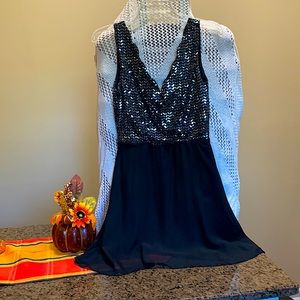 Size Medium Beaded Top Black Cocktail Dress